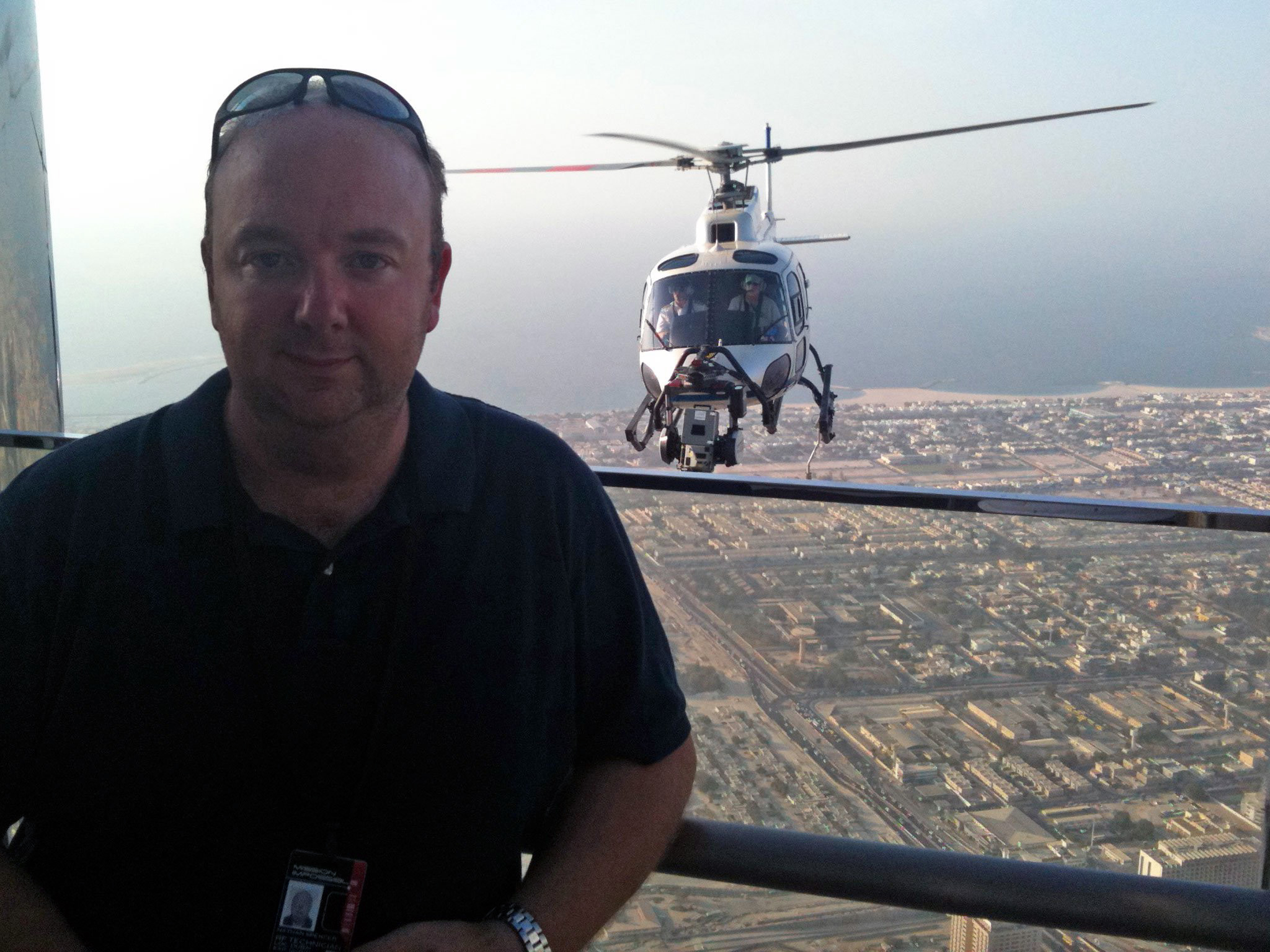 Nathan Spencer on location at the Burj Khalifa, Dubai — Mission: Impossible Ghost Protocol